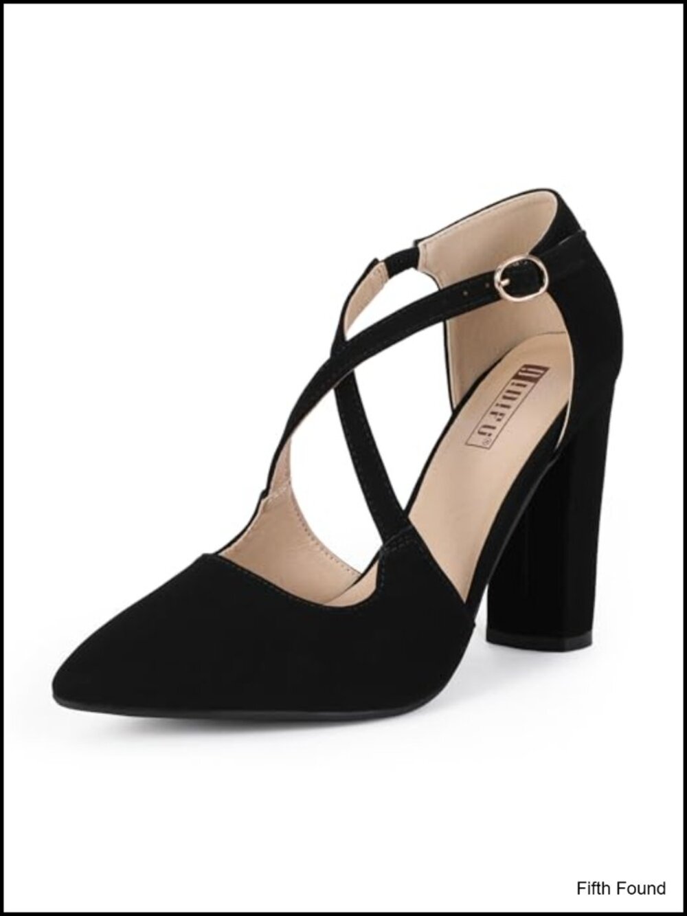 Chunky Block Heels Pumps Strappy Closed Toe Cushioned Latex Insole